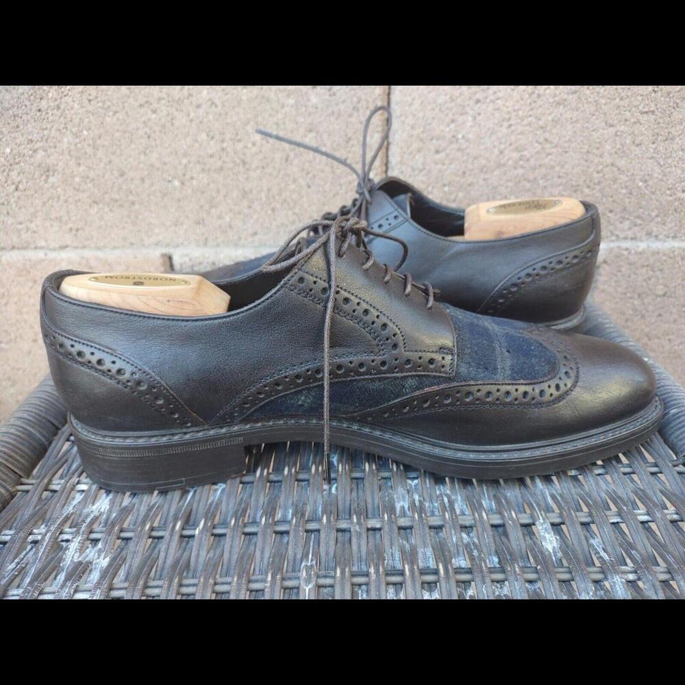 Ermenegildo Zegna Wingtip Oxford Shoes US 9 Brown Leather & Plaid Italy - Picture 5 of 9